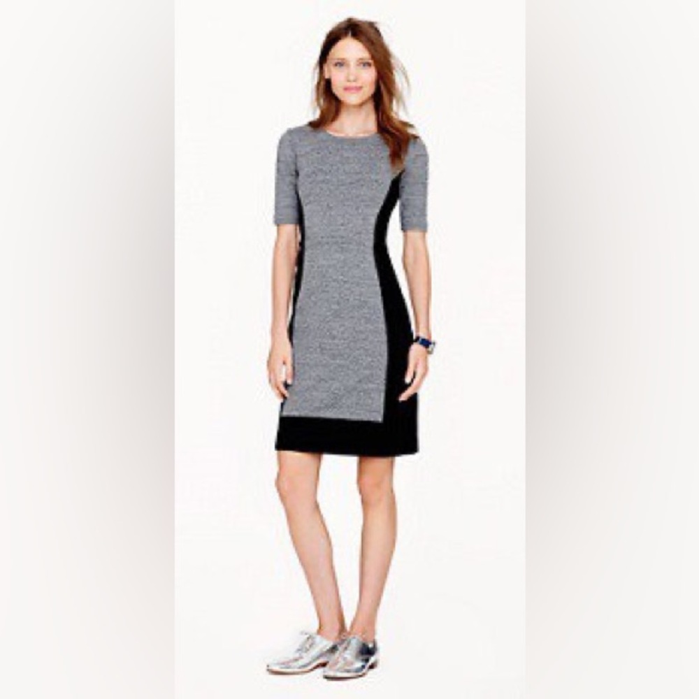 J Crew  Gray and Black Paneled Stretch Colorblock Sheath Dress Size 4